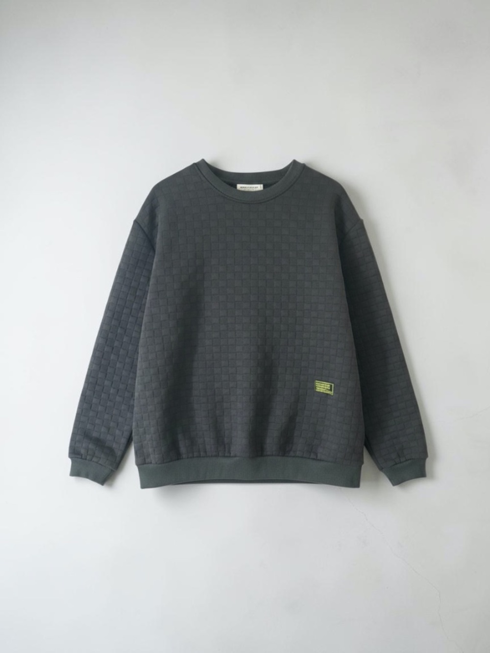 Hoooyi Black Textured Checkerboard Crewneck Sweatshirt, XXL